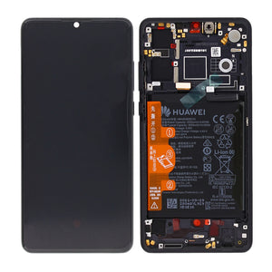 Huawei P30 New Version Display And Digitizer With Frame Black Service Pack