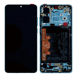 Huawei P30 New Version Display And Digitizer With Frame Aurora Blue Service Pack
