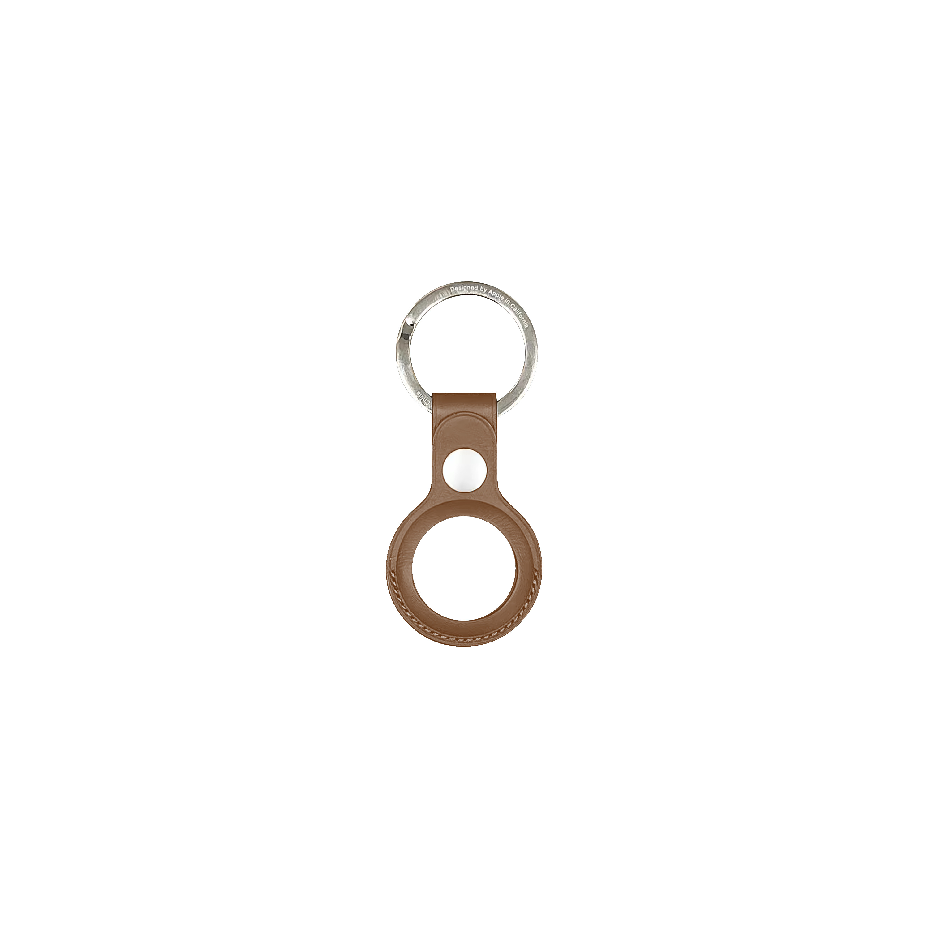 For Apple AirTag Leather Key Ring Saddle Brown (Compatible)