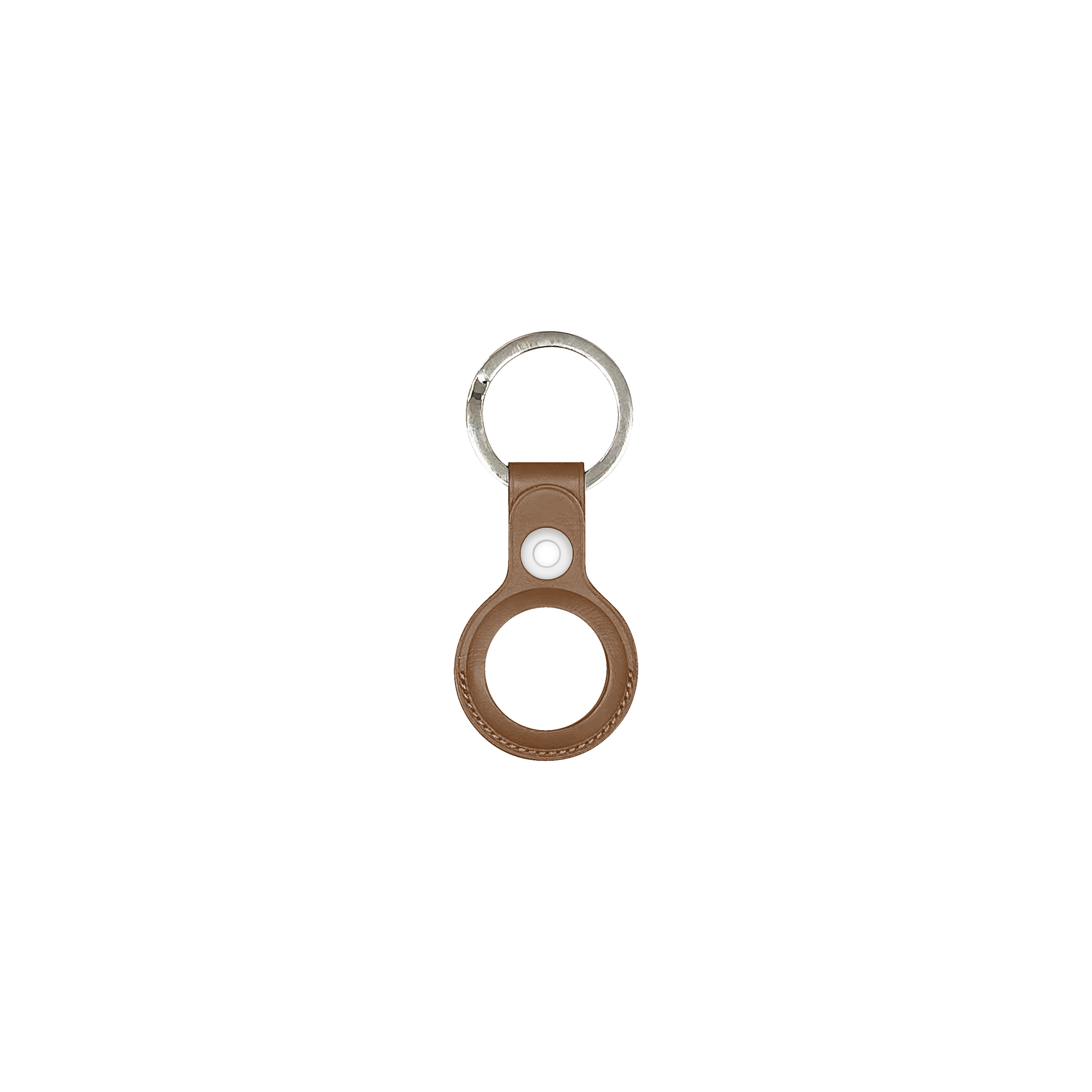 For Apple AirTag Leather Key Ring Saddle Brown (Compatible)