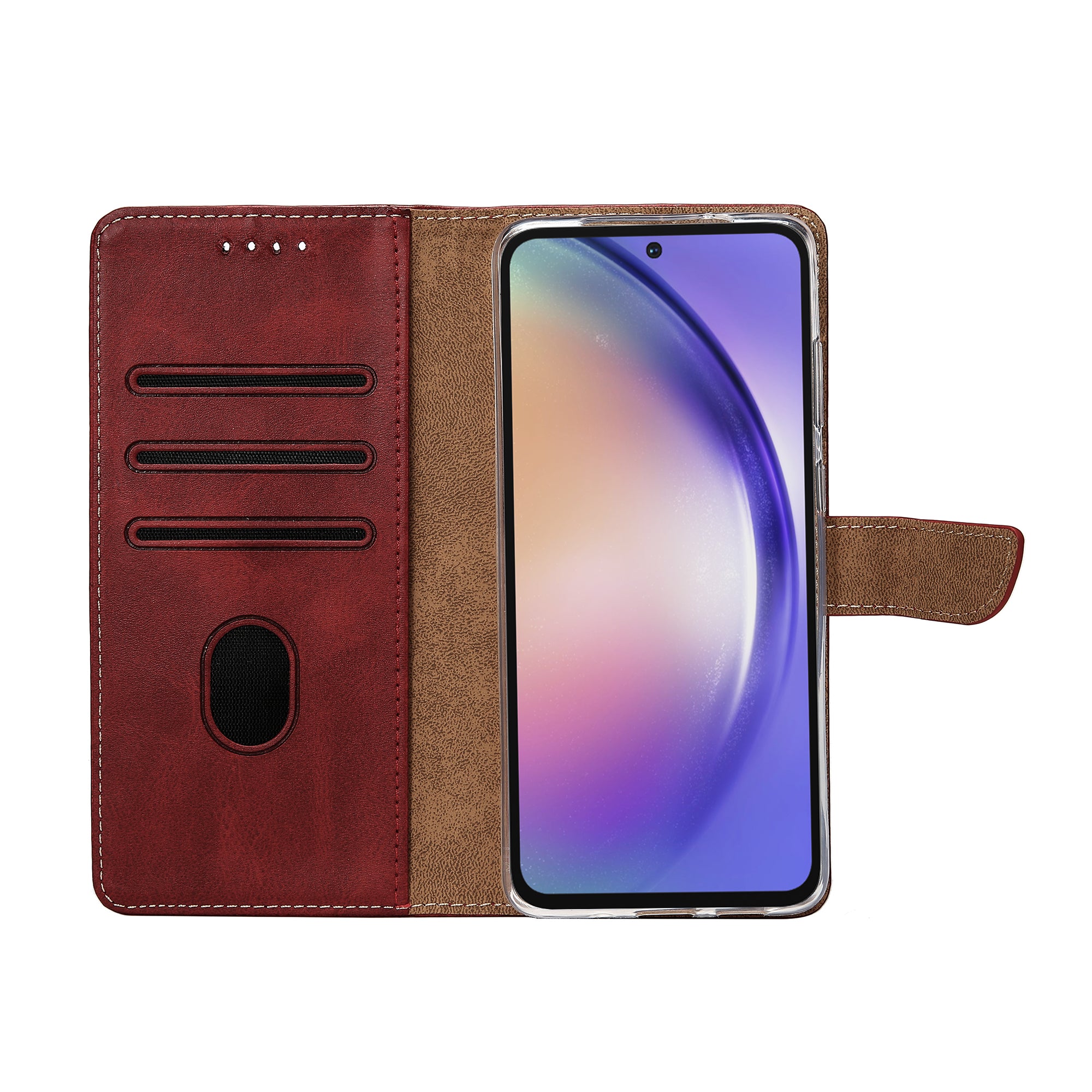 Rixus Bookcase For Samsung Galaxy A54 5G Red