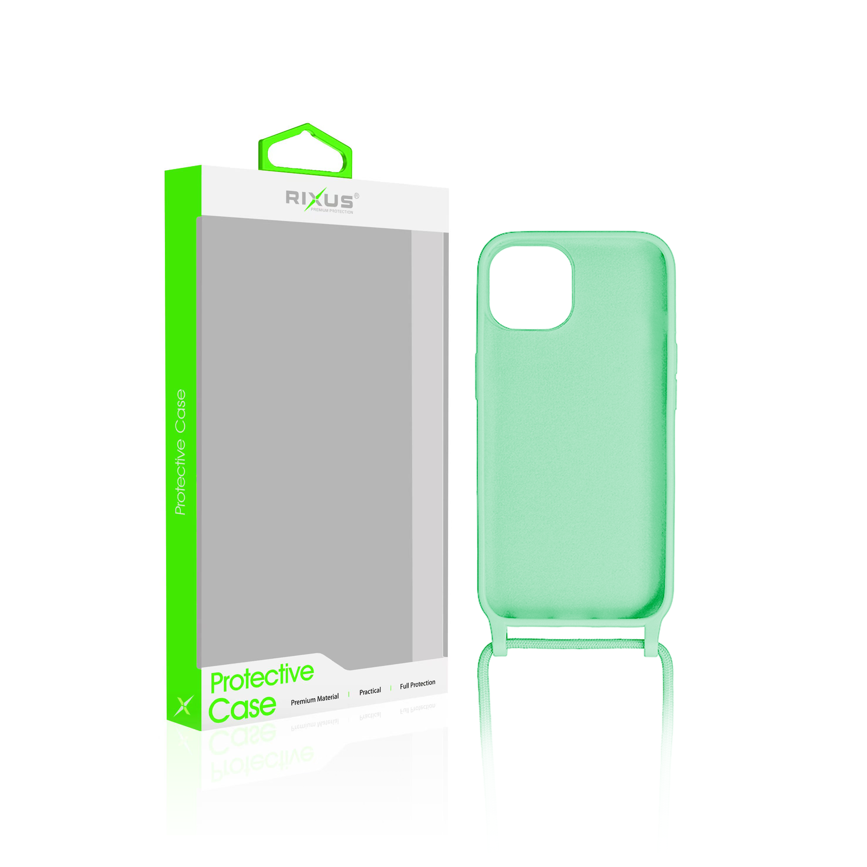 Rixus TPU Necklace Cord Cover For Apple iPhone 15 Matcha