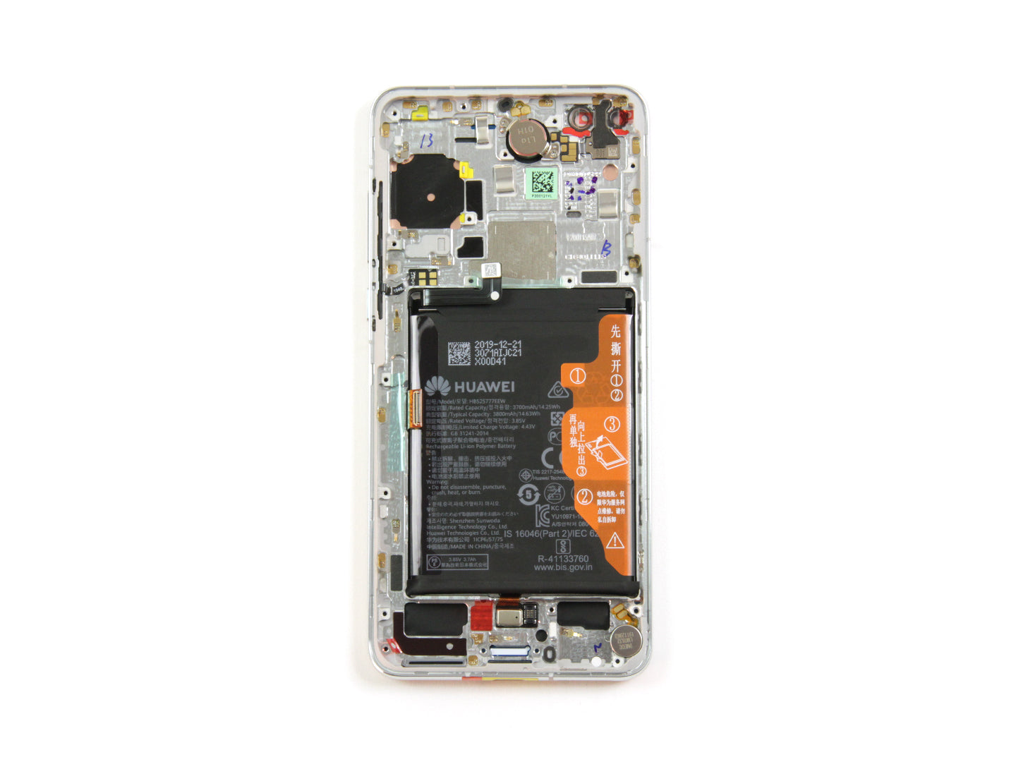 Huawei P40 Display And Digitizer With Frame Ice White Service Pack