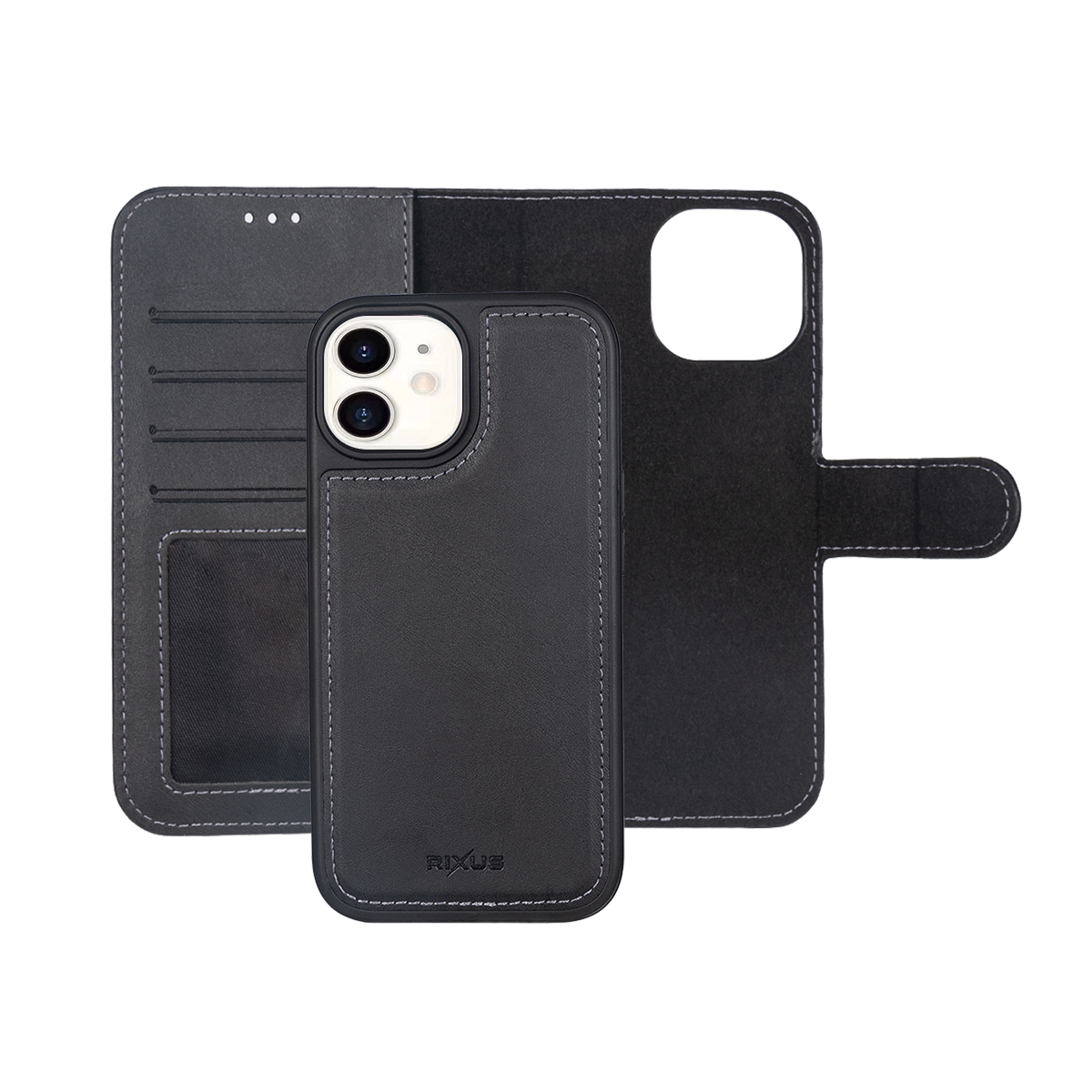 Rixus Duo Magnetic Detachable Wallet For Apple iPhone 11 Black