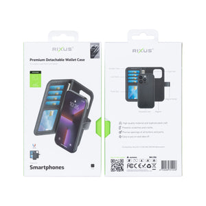 Rixus Duo Magnetic Detachable Wallet For Samsung Galaxy S23 Ultra Black