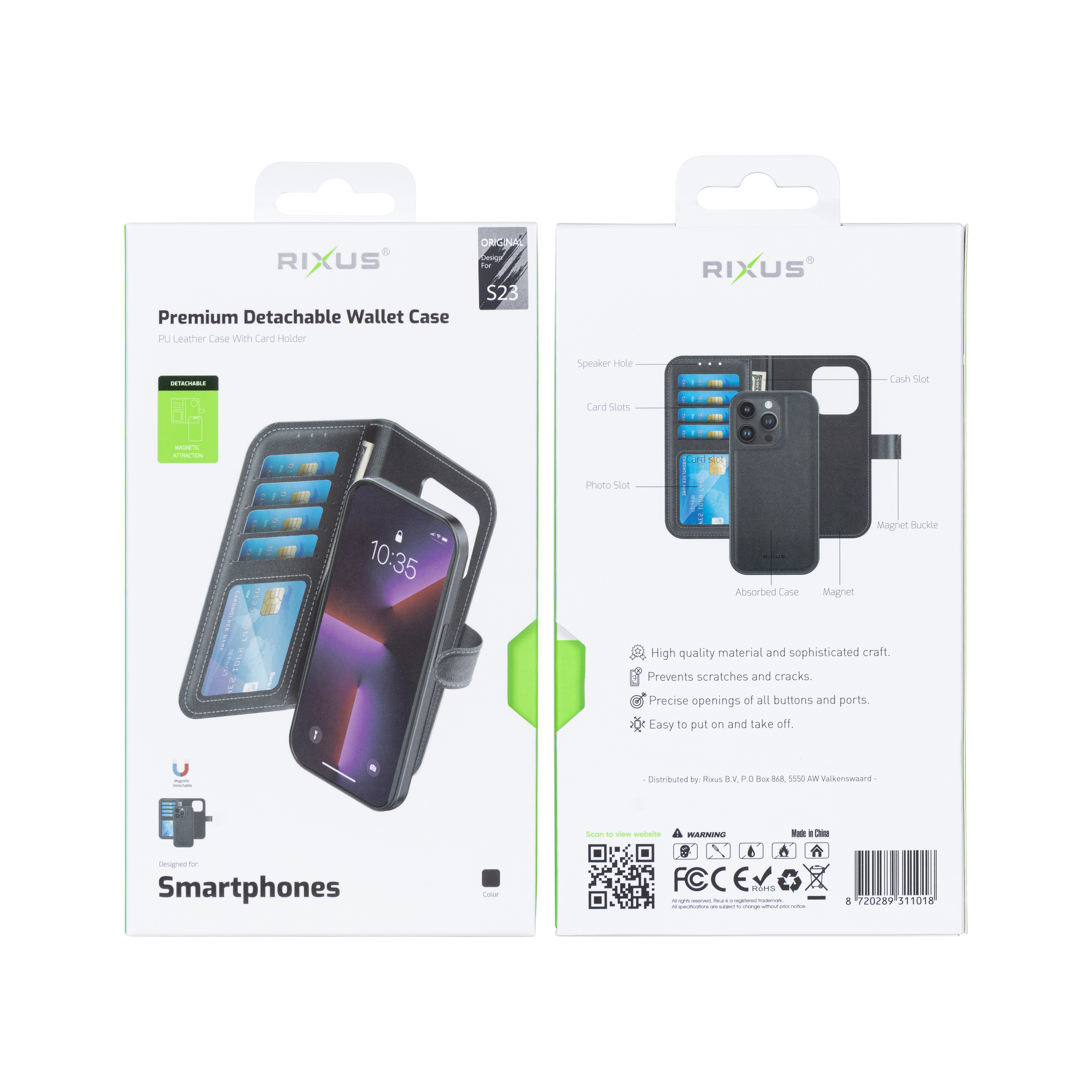 Rixus Duo Magnetic Detachable Wallet For Samsung Galaxy S23 Black