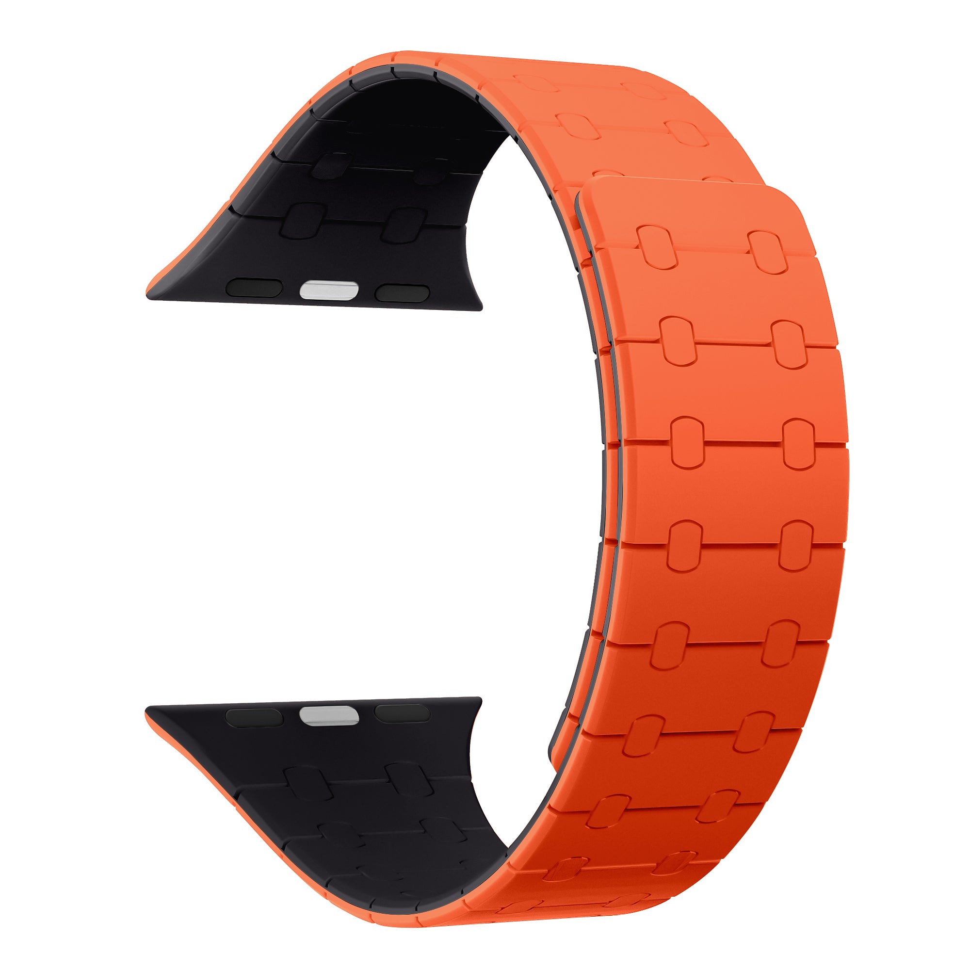Rixus Magnetic Silicone Band For Apple Watch 38mm, 40mm, 41mm Orange And Midnight