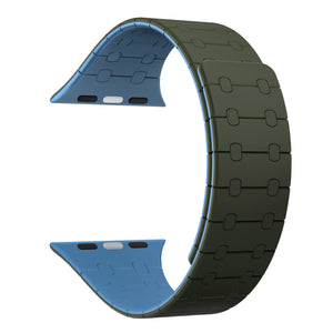 Rixus Magnetic Silicone Band For Apple Watch 42mm, 44mm, 45mm, 49mm Dark Green And Deep Blue