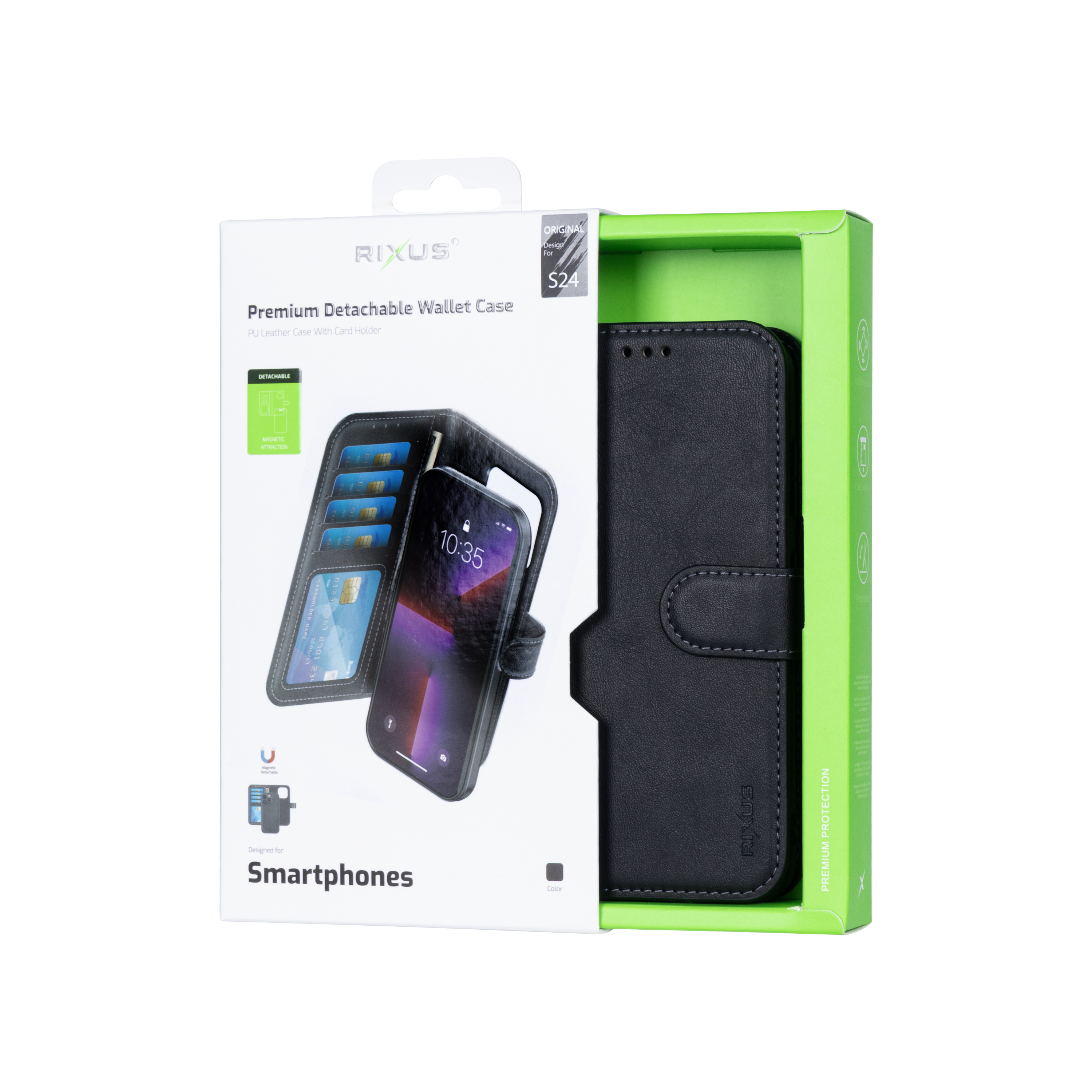 Rixus Duo Magnetic Detachable Wallet For Samsung Galaxy S24 Black