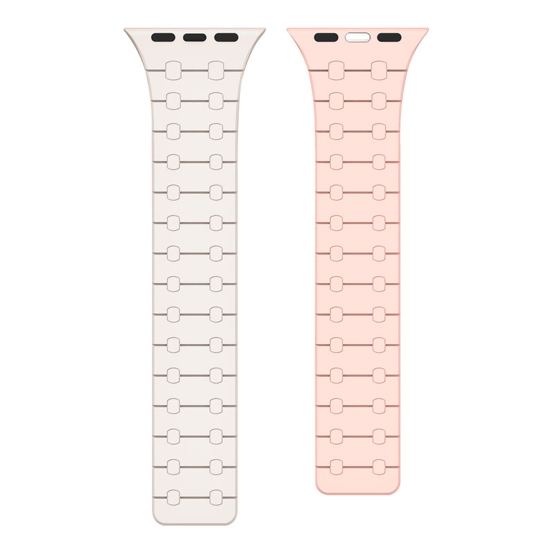 Rixus Magnetic Silicone Band For Apple Watch 42mm, 44mm, 45mm, 49mm White And Pink