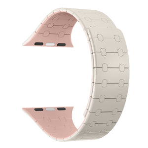 Rixus Magnetic Silicone Band For Apple Watch 42mm, 44mm, 45mm, 49mm White And Pink