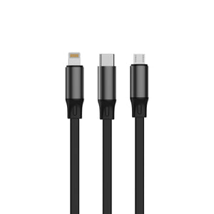 Rixus RXUC61 Retractable 3 in 1 Cable Desktop USB-C Fast Charger 1.7m 100W Black