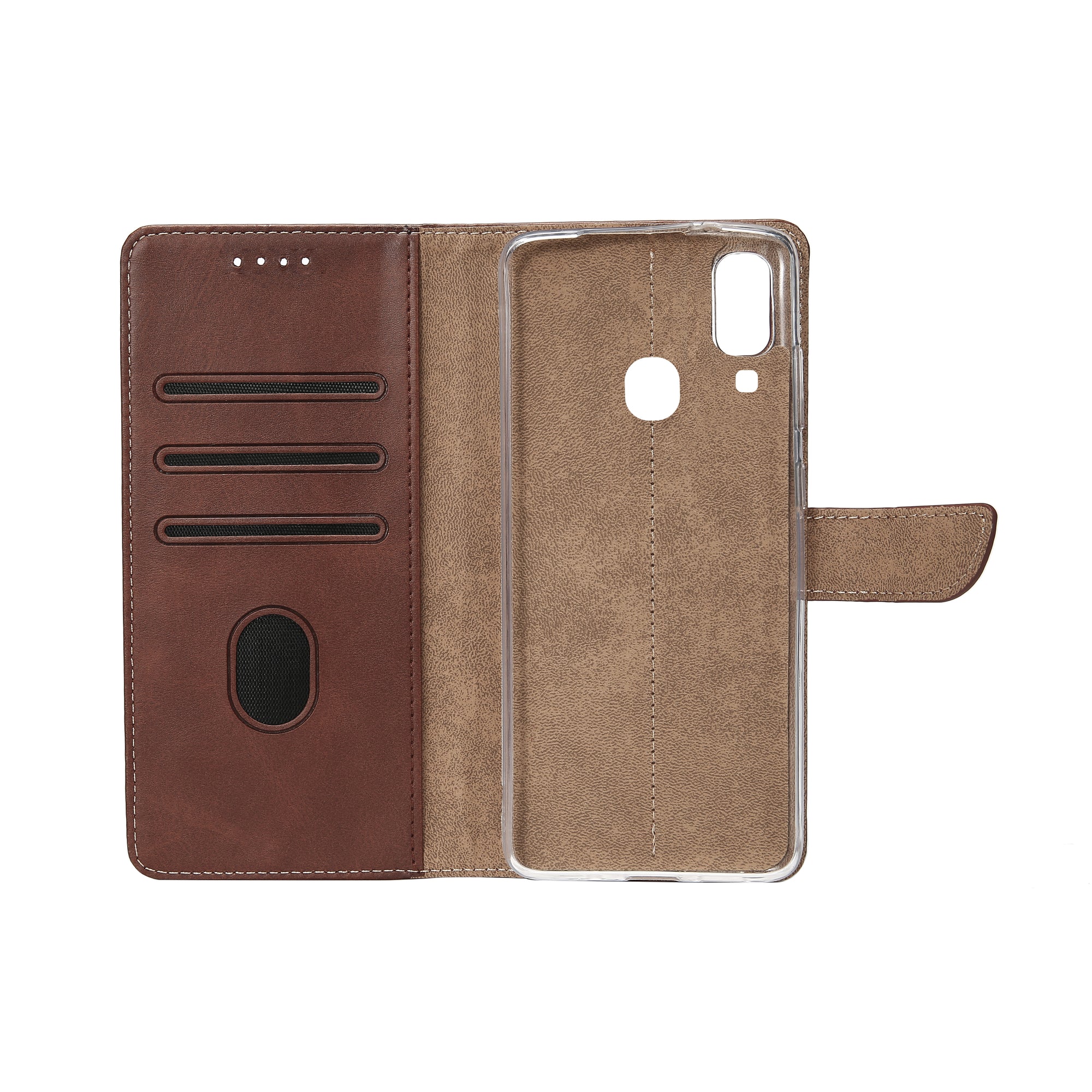 Rixus Bookcase For Samsung Galaxy A20e Brown