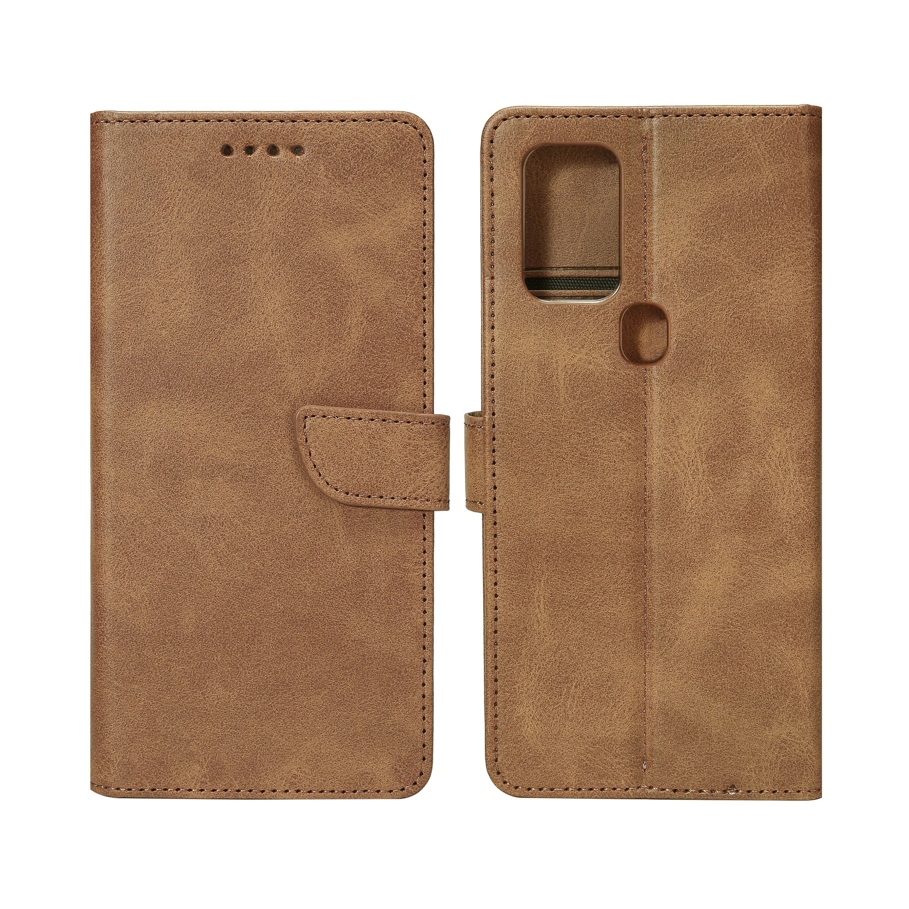 Rixus Bookcase For Samsung Galaxy A21s Light Brown