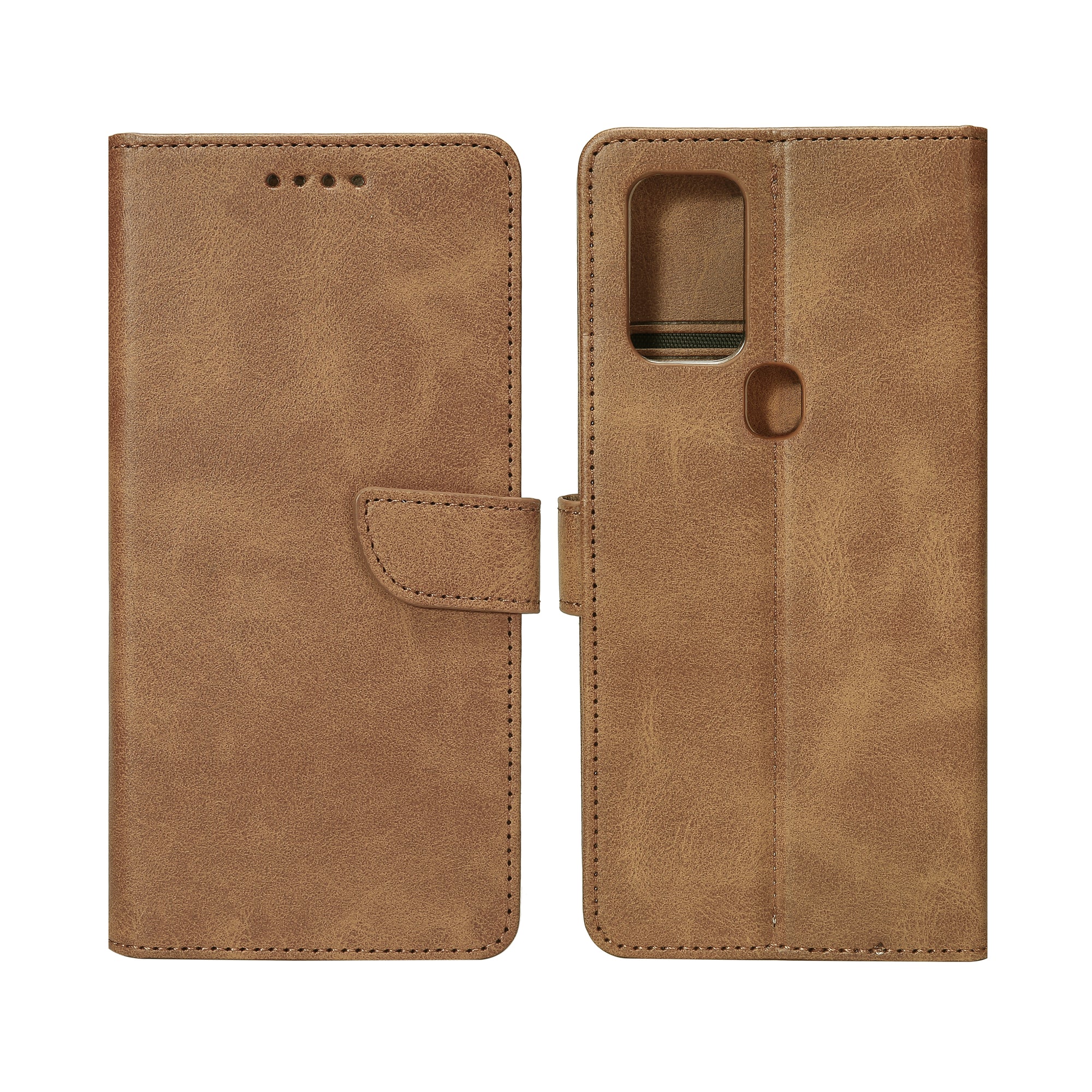 Rixus Bookcase For Samsung Galaxy A21s Light Brown