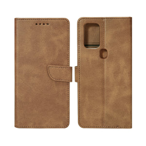 Rixus Bookcase For Samsung Galaxy A21s Light Brown