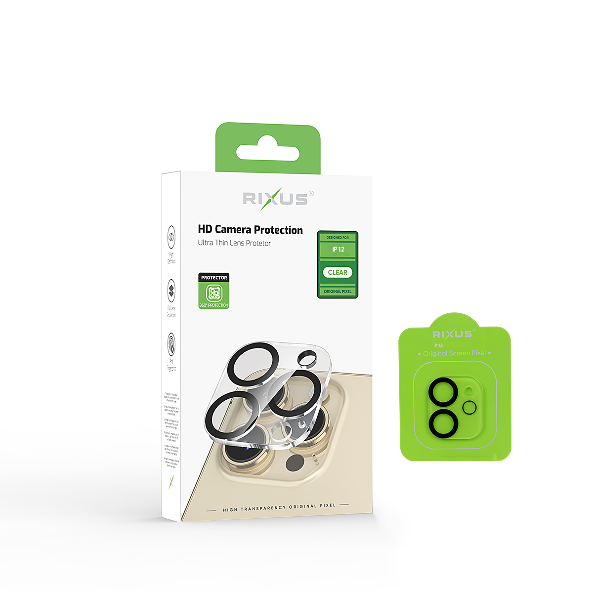 Rixus Clear HD Camera Tempered Glass For Apple iPhone 12