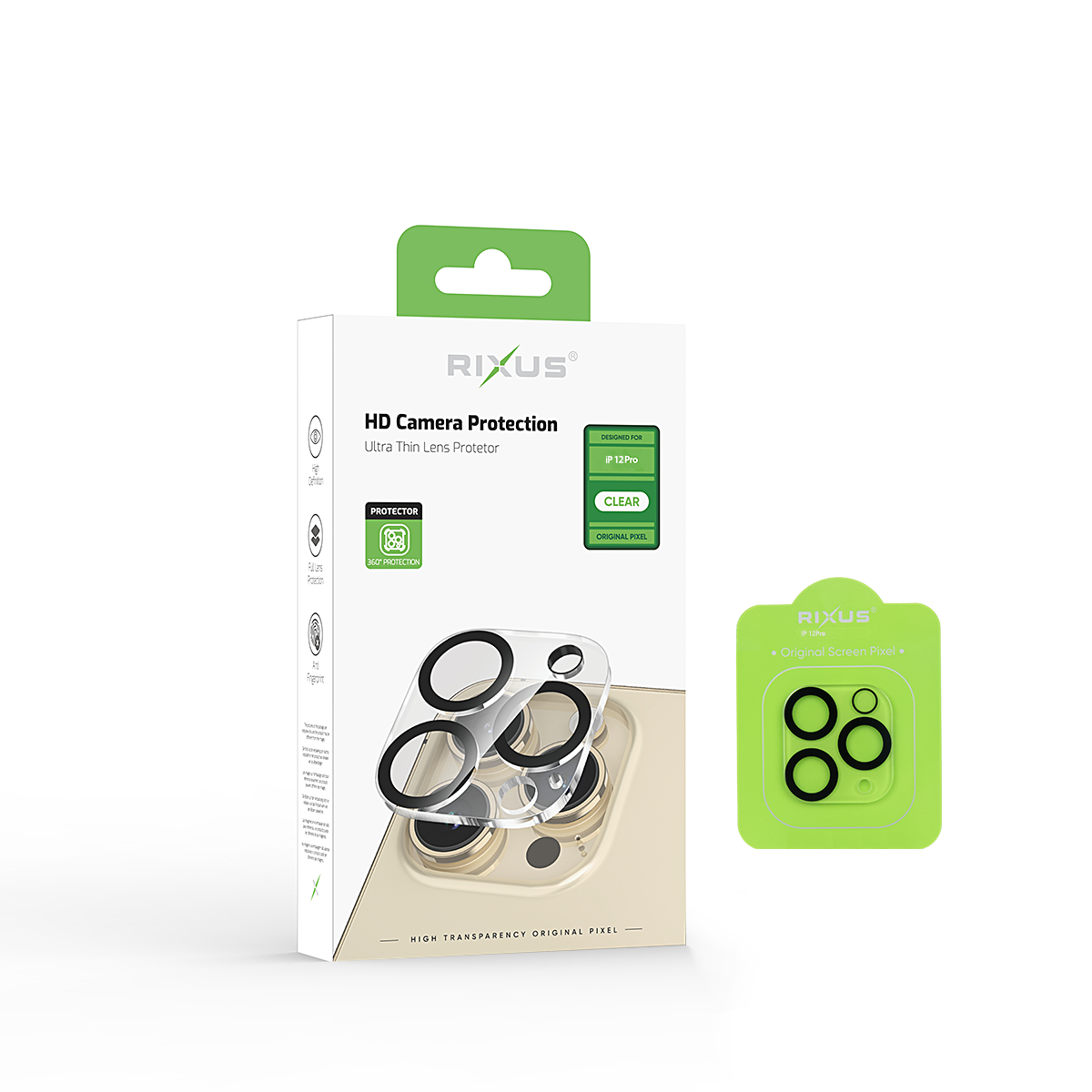 Rixus Clear HD Camera Tempered Glass For Apple iPhone 12 Pro