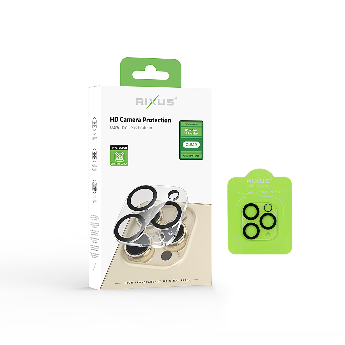 Rixus Clear HD Camera Tempered Glass For Apple iPhone 14 Pro, 14 Pro Max