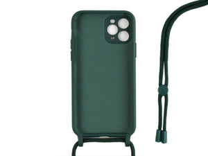 Rixus TPU Necklace Cord Cover For Apple iPhone 11 Pro Max Dark Green