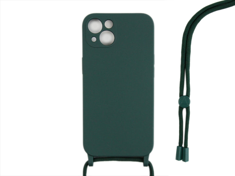 Rixus TPU Necklace Cord Cover For Apple iPhone 13 Mini Dark Green