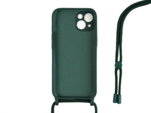 Rixus TPU Necklace Cord Cover For Apple iPhone 13 Mini Dark Green