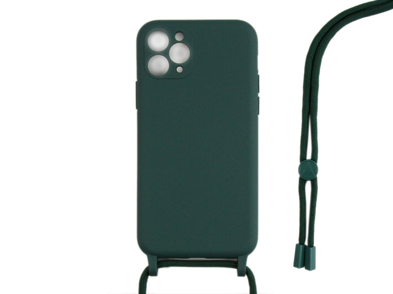 Rixus TPU Necklace Cord Cover For Apple iPhone 11 Pro Dark Green