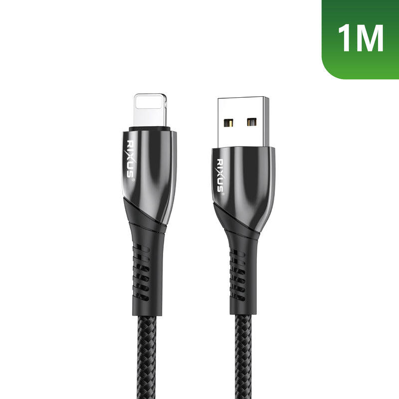 Rixus RXUC30AL Alloy USB To Lightning Data Cable Metal Gray