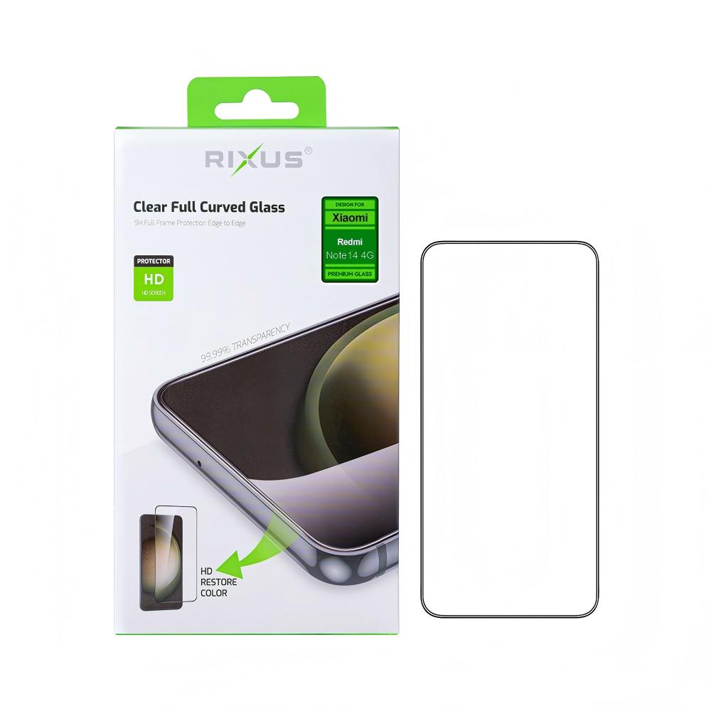 Rixus Clear HD Full Curved Edge Tempered Glass For Xiaomi Redmi Note 14 4G