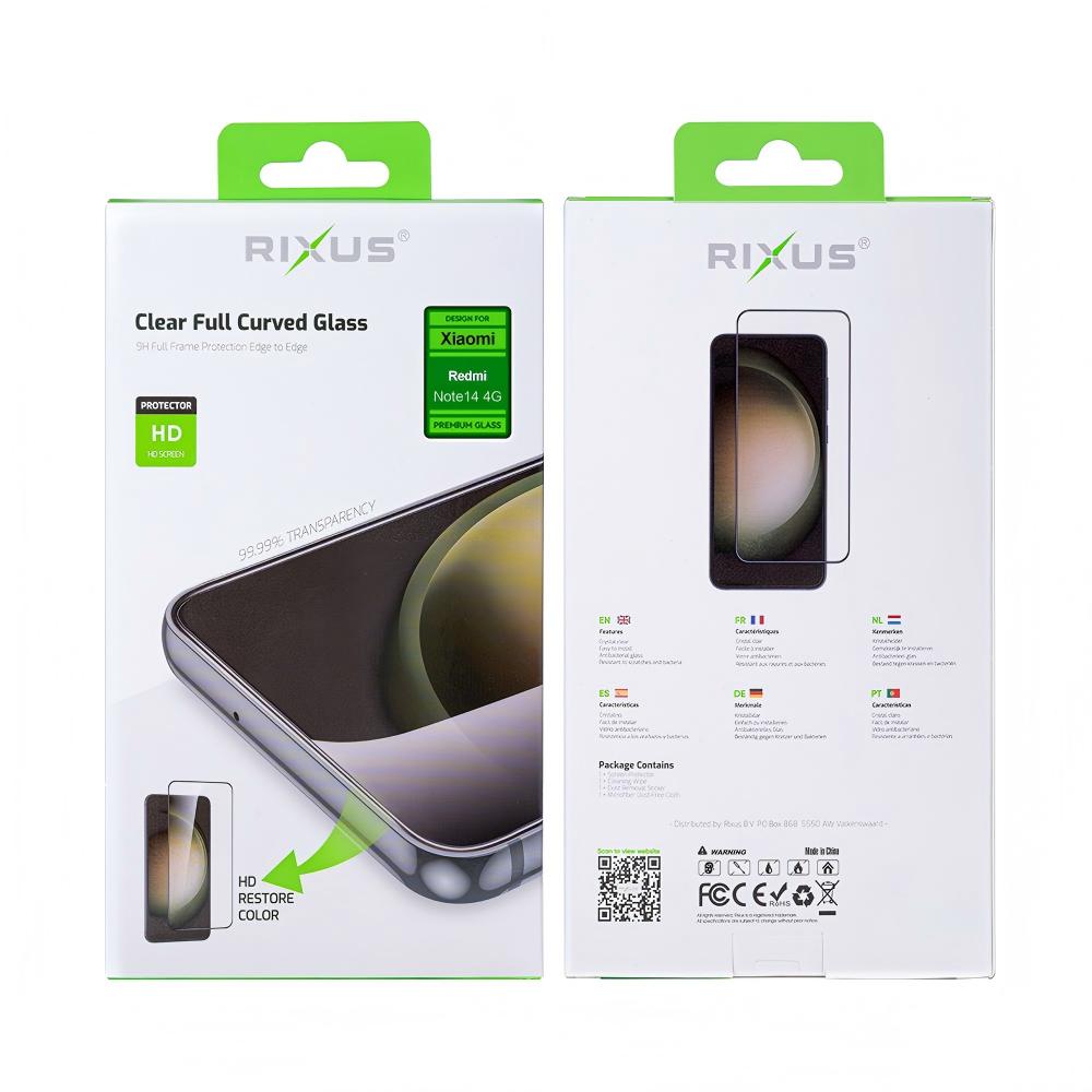 Rixus Clear HD Full Curved Edge Tempered Glass For Xiaomi Redmi Note 14 4G