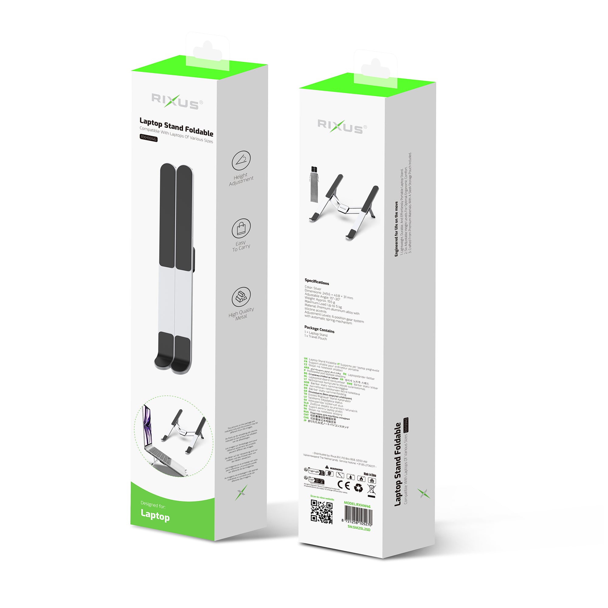 Rixus RXHW46 Laptop Stand Foldable Silver