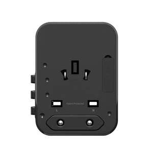 Rixus RX3425 World Travel Adapter 25W With 3 USB Ports Black