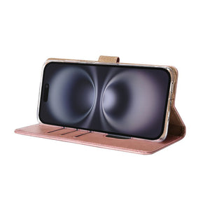 Rixus Bookcase For Apple iPhone 17 Pink