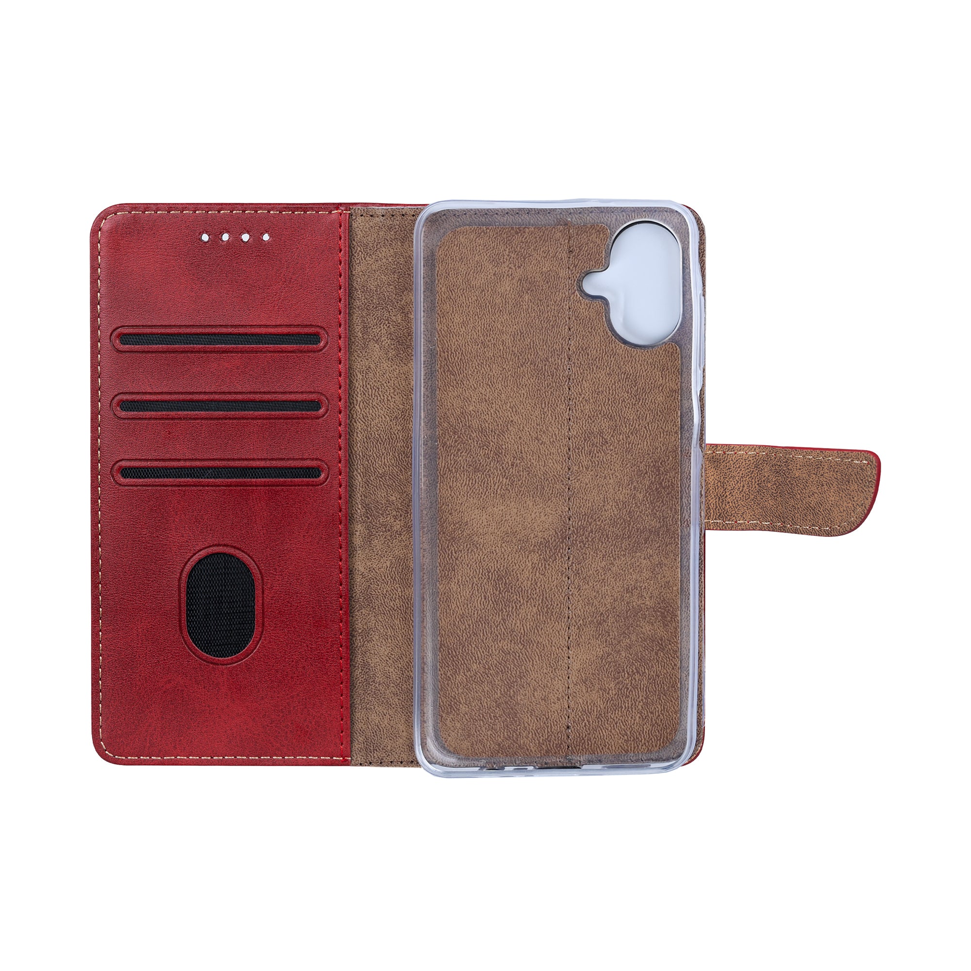 Rixus Bookcase For Samsung Galaxy A07 Dark Red