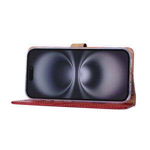 Rixus Bookcase For Apple iPhone 17 Dark Red