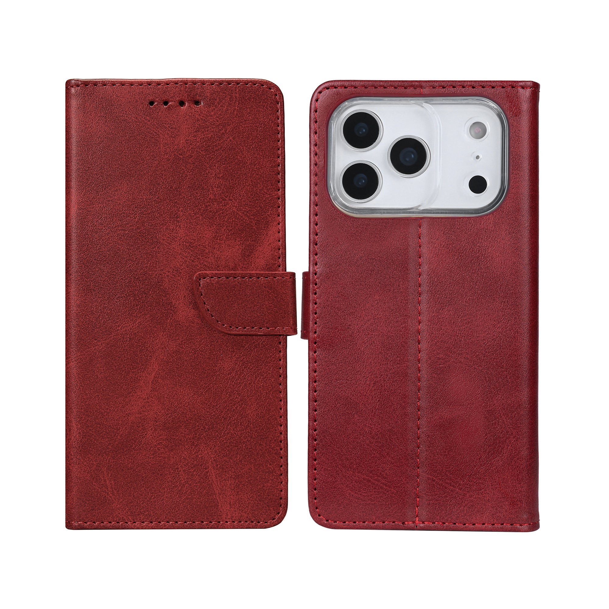 Rixus Bookcase For Apple iPhone 17 Pro Dark Red