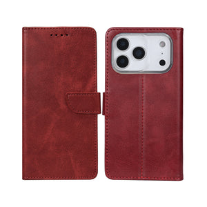 Rixus Bookcase For Apple iPhone 17 Pro Dark Red