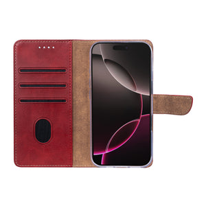 Rixus Bookcase For Apple iPhone 17 Pro Dark Red