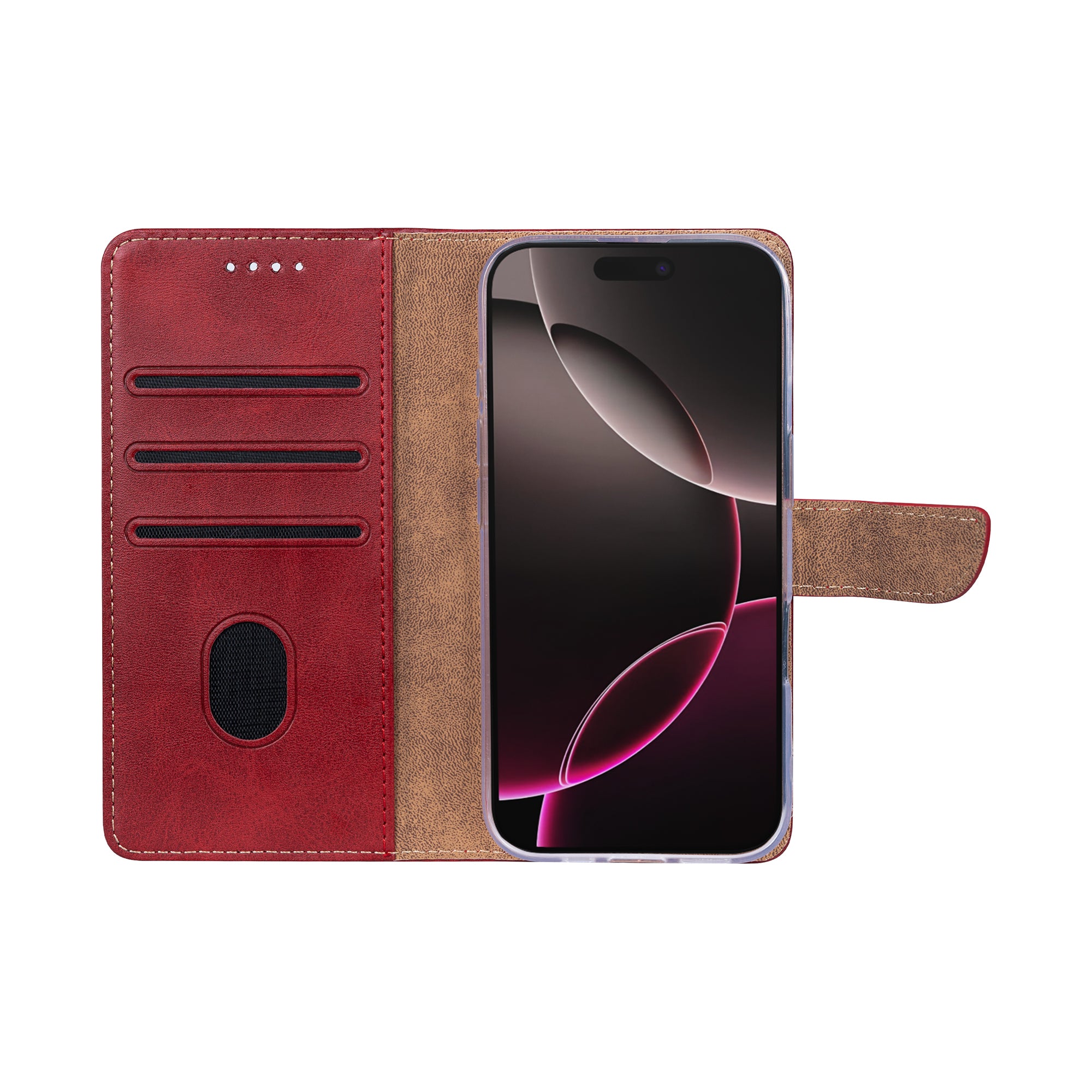 Rixus Bookcase For Apple iPhone 17 Pro Dark Red
