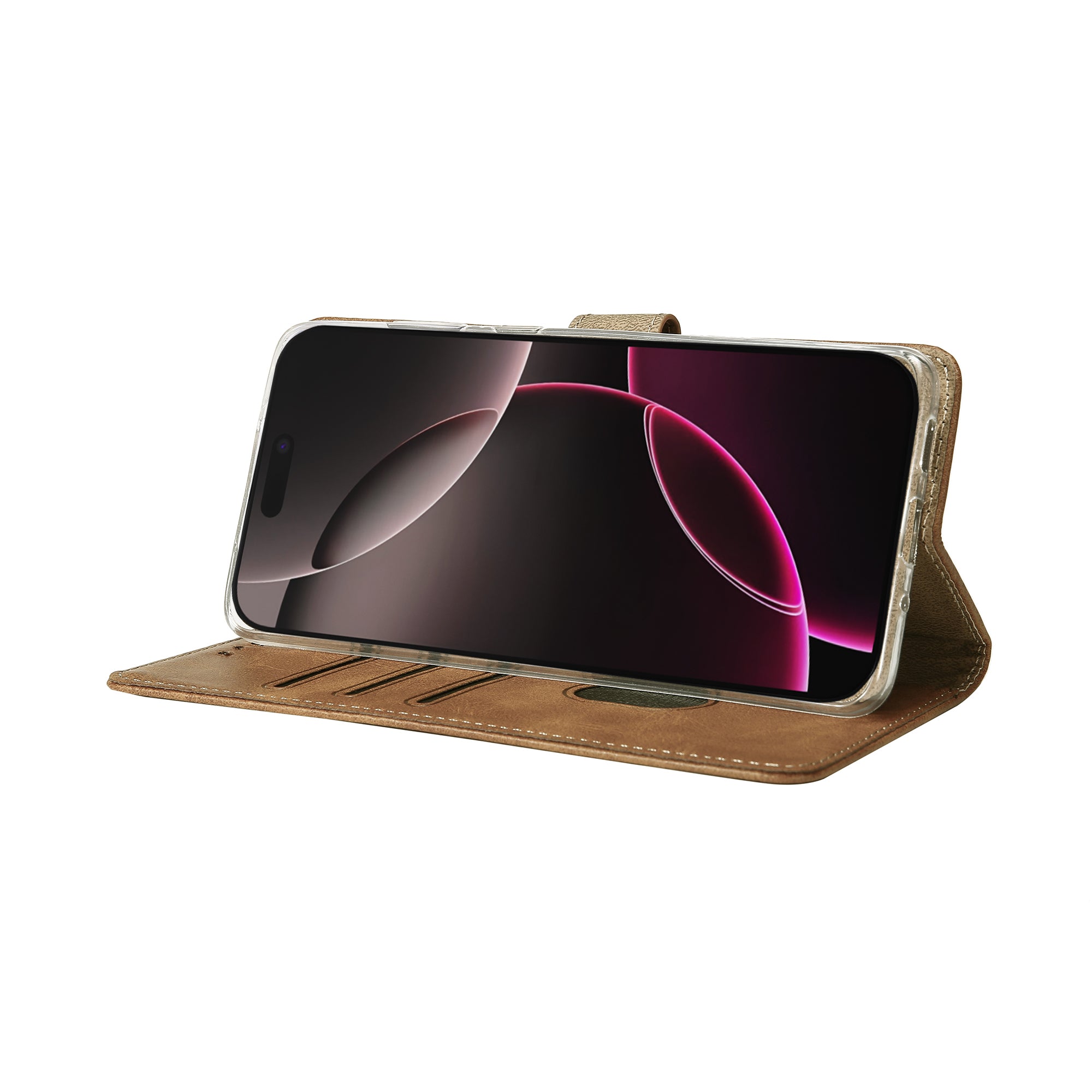 Rixus Bookcase For Apple iPhone 17 Pro Light Brown