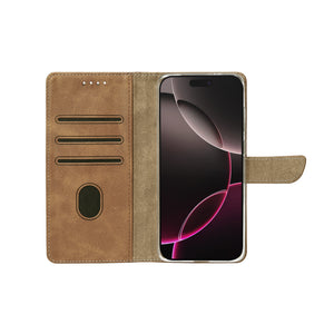 Rixus Bookcase For Apple iPhone 17 Pro Light Brown