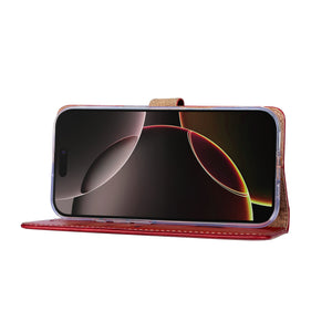 Rixus Bookcase For Apple iPhone 17 Air Dark Red