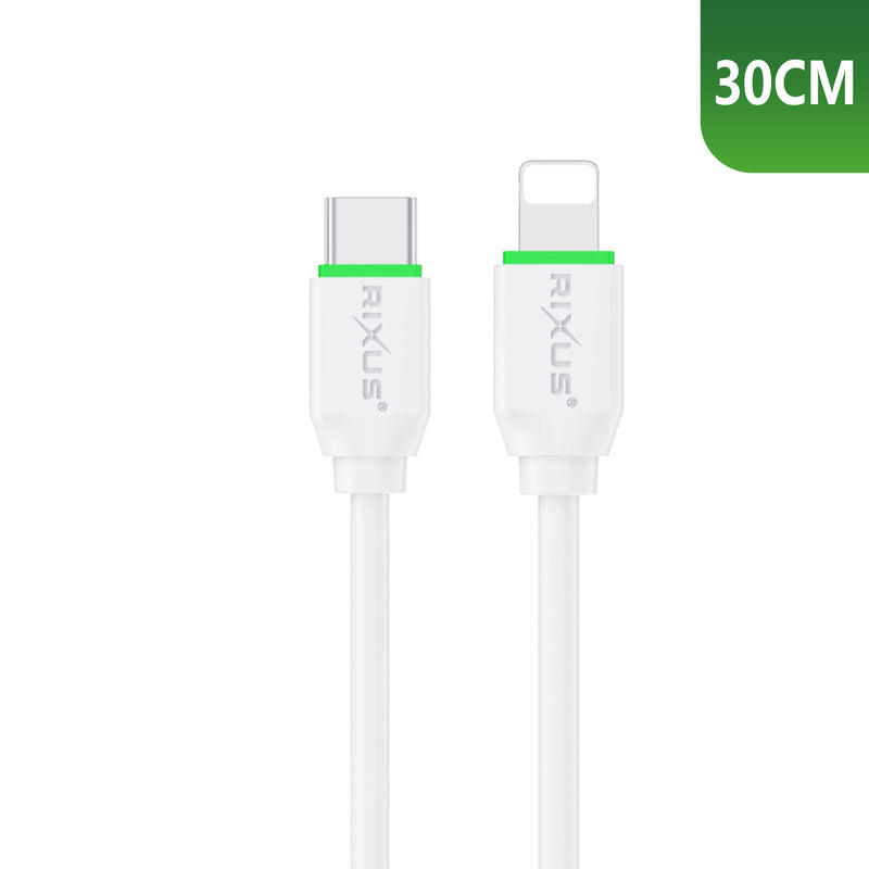 Rixus RXUC13L Fast Charging Cable USB-C To Lightning 30cm White