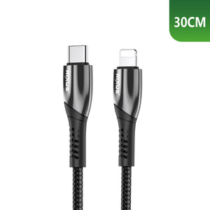 Rixus RXUC37L Fast Charging Cable USB-C To Lightning Nylon 30cm Black