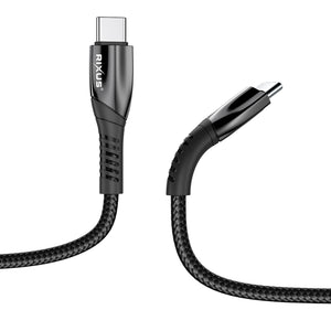 Rixus RXUC38C Fast Charging Cable USB-C To USB-C Braided Nylon 2m Black