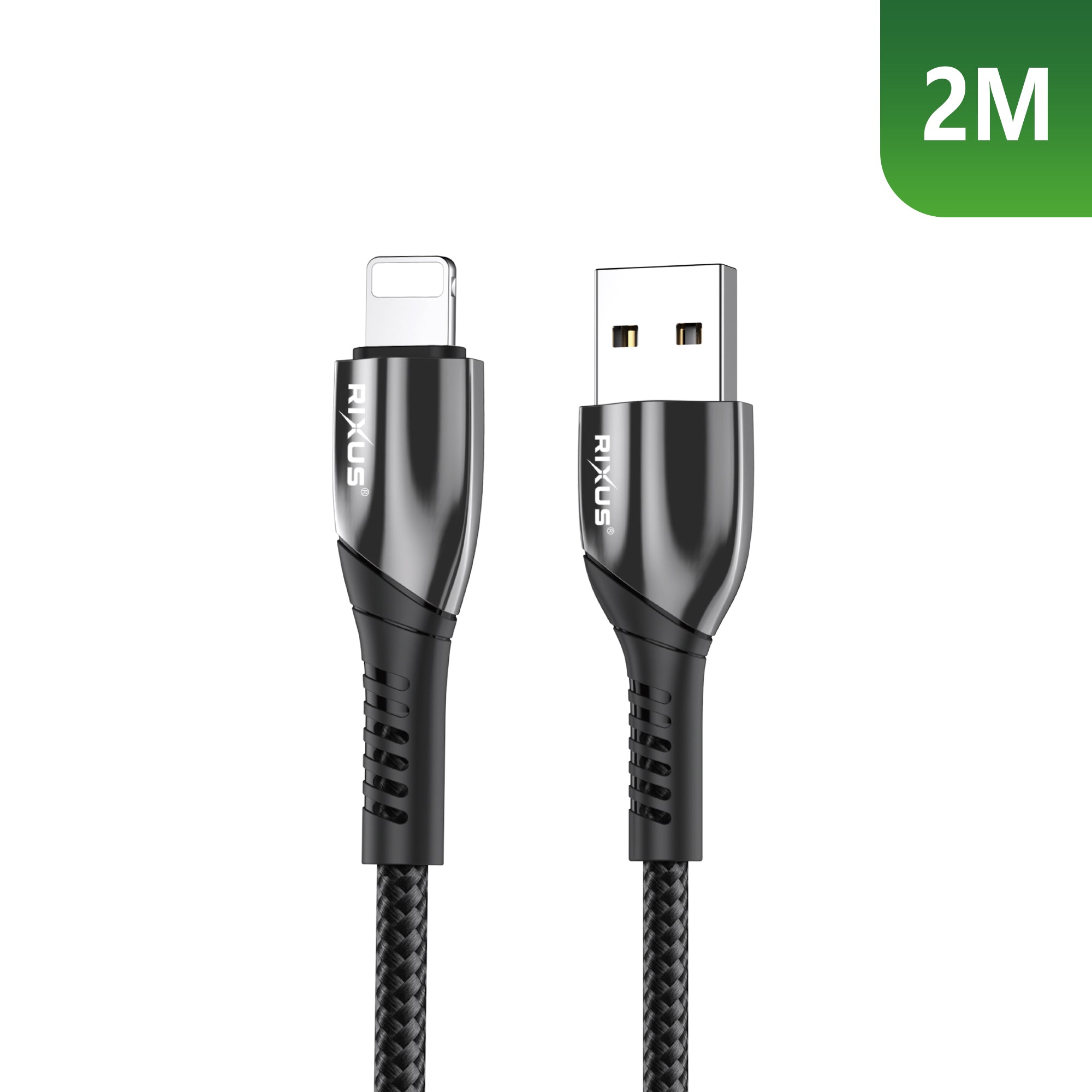 Rixus RXUC38AL Charging Cable USB-A To Lightning Nylon 2m Black