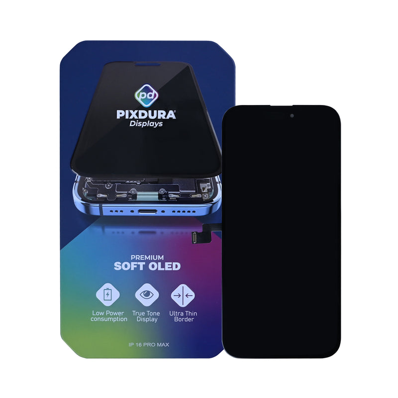 PIXDURA For Apple iPhone 16 Pro Max Display And Digitizer Soft-OLED Premium (IC Removable) (120Hz)