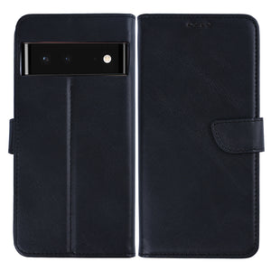 Rixus Bookcase For Google Pixel 6 Pro Black