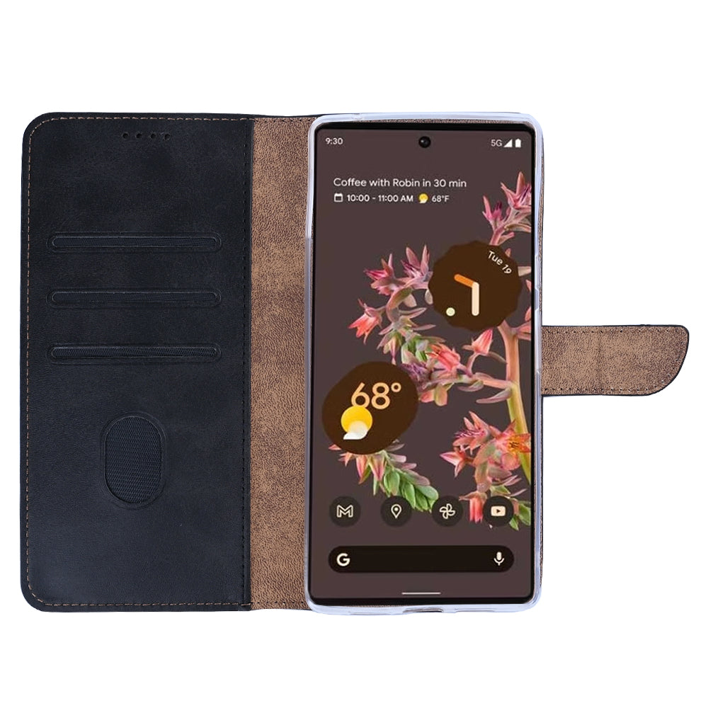 Rixus Bookcase For Google Pixel 6 Pro Black