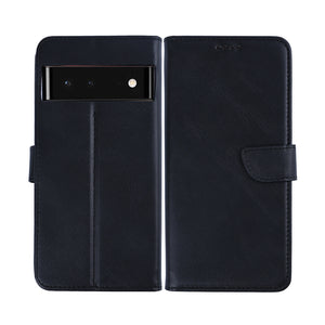 Rixus Bookcase For Google Pixel 6A Black